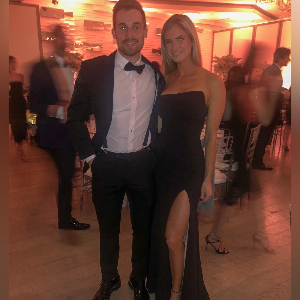 - Aqua black tie gown
